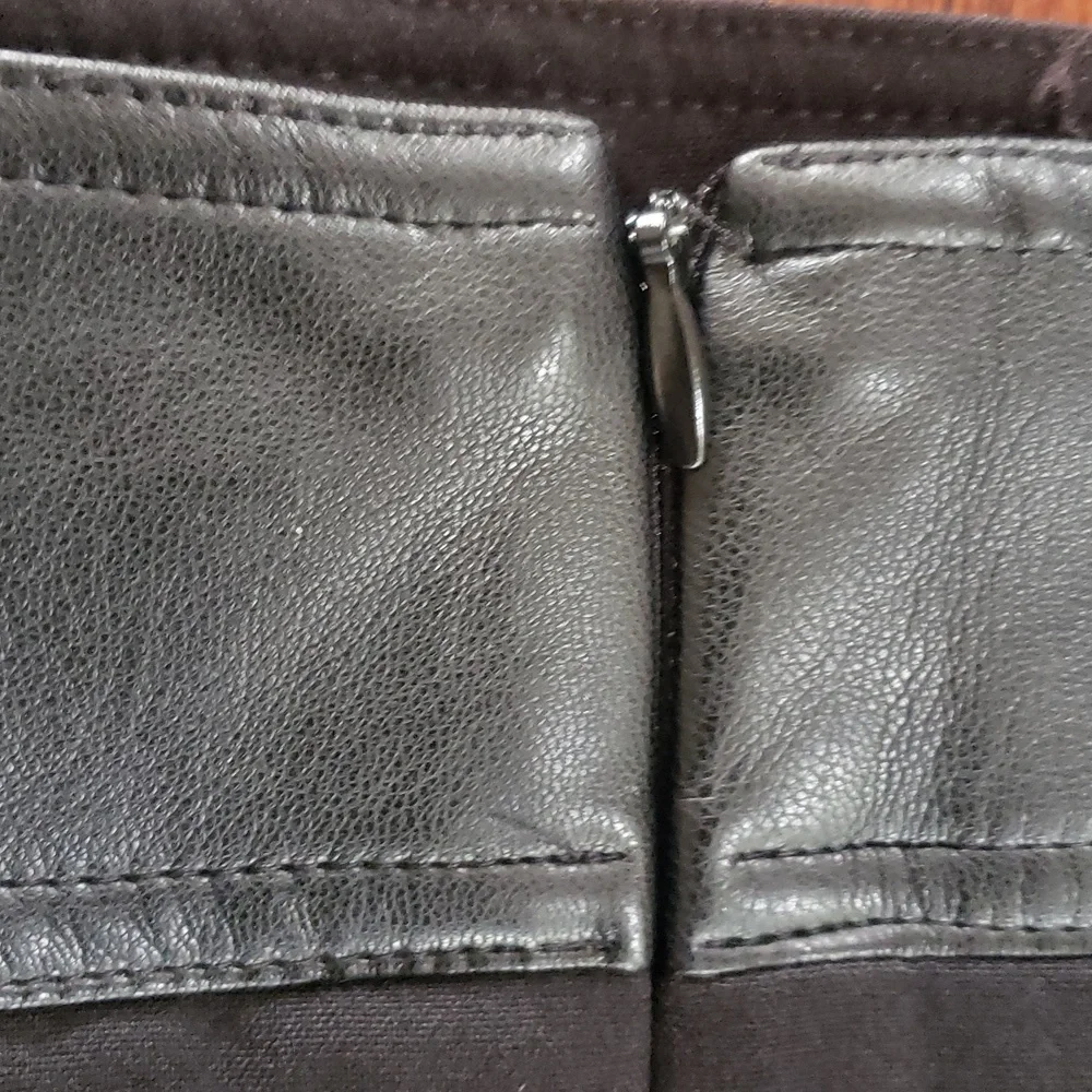 CALVIN KLEIN Black Pencil Skirt with Faux Leather Belt SIZE 14
